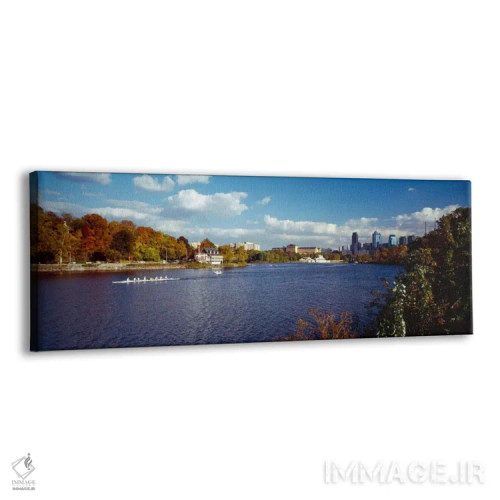 تابلو Philadelphia, Pennsylvania, USA,قایق در رودخانه اسکولکیل، فیلادلفیا، پنسیلوانیا، ایالات متحده آمریکا اثر پانورامیک ایمجز (استودیو عکاسی عریض) - نمای پرسپکتیو محصول