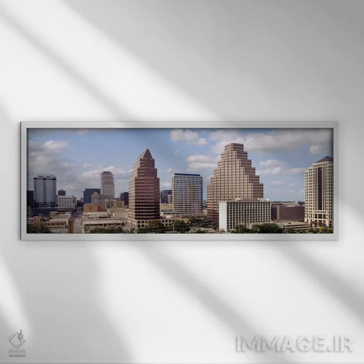 تابلو Town Lake, Austin, Texas, USA,ساختمانها در شهر، تون لِیک، آستین، تگزاس، آمریکا اثر پانورامیک ایمجز (استودیو عکاسی عریض) - نمای قابدار سفید