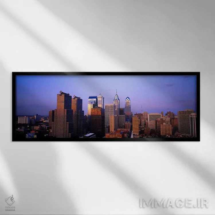 تابلو Philadelphia, Pennsylvania, USA #3,آسمانخراشها در شهر، فیلادلفیا، پنسیلوانیا، ایالات متحده آمریکا (شماره ۳) اثر پانورامیک ایمجز (استودیو عکاسی عریض) - نمای قابدار مشکی