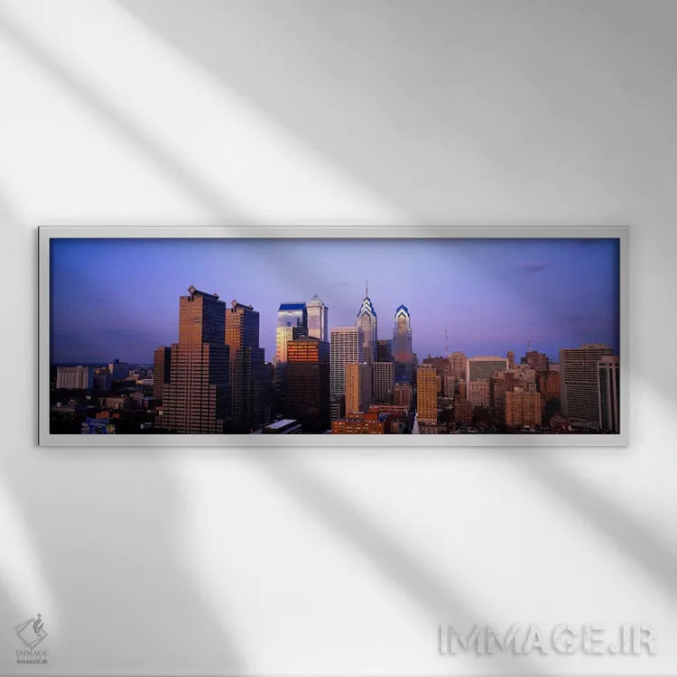 تابلو Philadelphia, Pennsylvania, USA #3,آسمانخراشها در شهر، فیلادلفیا، پنسیلوانیا، ایالات متحده آمریکا (شماره ۳) اثر پانورامیک ایمجز (استودیو عکاسی عریض) - نمای قابدار سفید