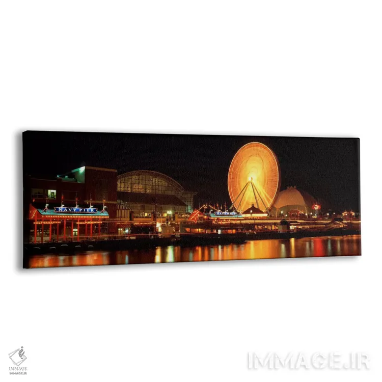 تابلو اسکله نیروی دریایی در شب، شیکاگو، ایلینوی، ایالات متحده آمریکا اثر پانورامیک ایمجز (استودیو عکاسی عریض) - نمای پرسپکتیو محصول