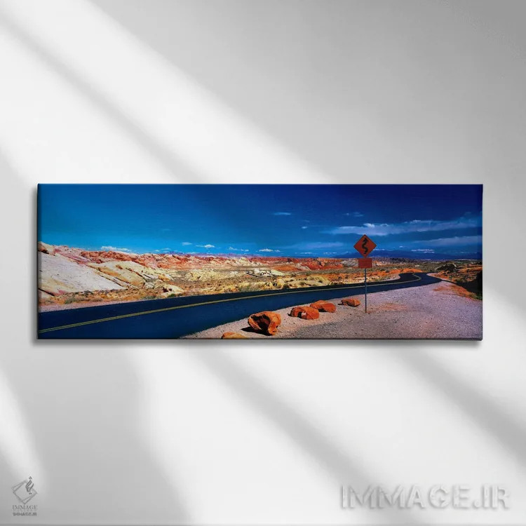 تابلو جاده، پارک ایالتی ولی آو فایر، اورتون، نوادا اثر پانورامیک ایمجز (استودیو عکاسی عریض) - نمای روبهرو روی دیوار