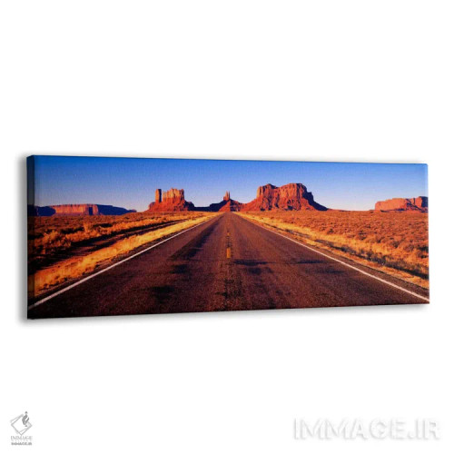 تابلو Monument Valley, Navajo Nation, Arizona, USA,نمایی از بزرگراه ۱۶۳ آمریکا، درهٔ یادمان، ملت ناواهو، آریزونا، ایالات متحده آمریکا اثر پانورامیک ایمجز (استودیو عکاسی عریض) - نمای پرسپکتیو محصول