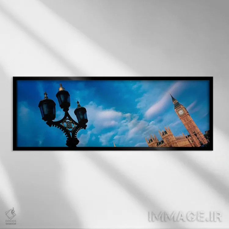 تابلو بیگ بن، لندن، انگلیس اثر پانورامیک ایمجز (استودیو عکاسی عریض) - نمای قابدار مشکی