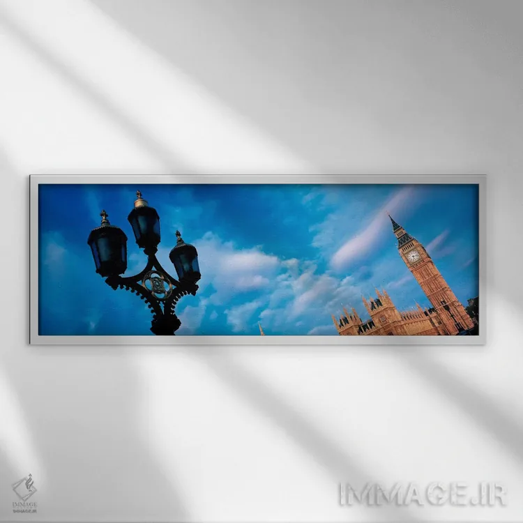 تابلو بیگ بن، لندن، انگلیس اثر پانورامیک ایمجز (استودیو عکاسی عریض) - نمای قابدار سفید