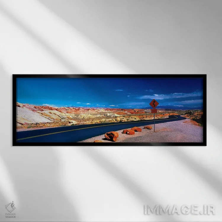 تابلو جاده، پارک ایالتی ولی آو فایر، اورتون، نوادا اثر پانورامیک ایمجز (استودیو عکاسی عریض) - نمای قابدار مشکی