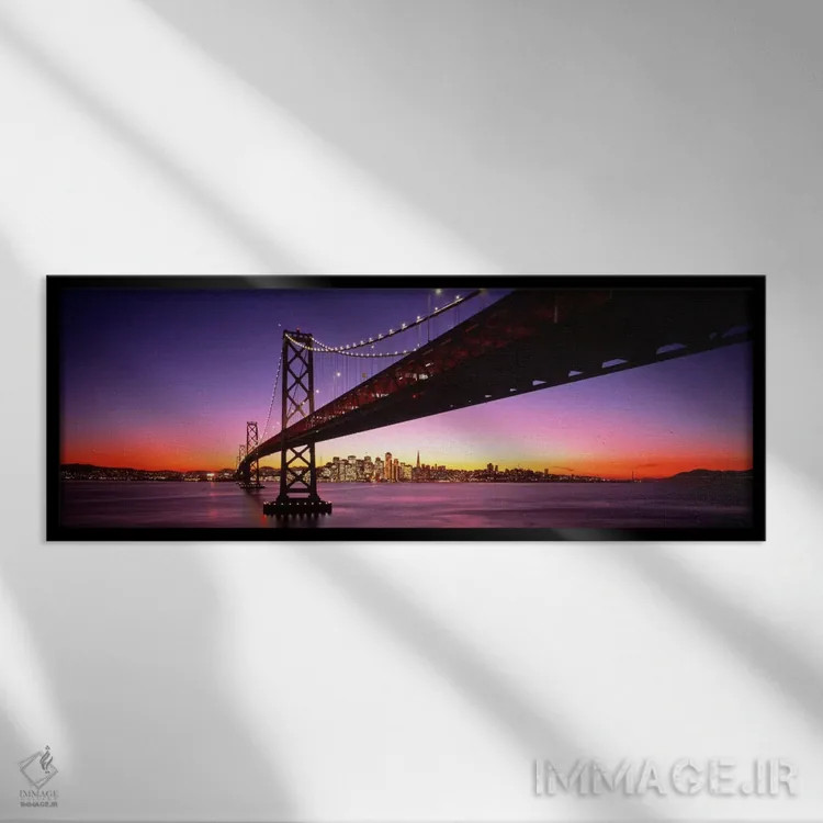 تابلو پل خلیج، سانفرانسیسکو، کالیفرنیا، ایالات متحده آمریکا اثر پانورامیک ایمجز (استودیو عکاسی عریض) - نمای قابدار مشکی