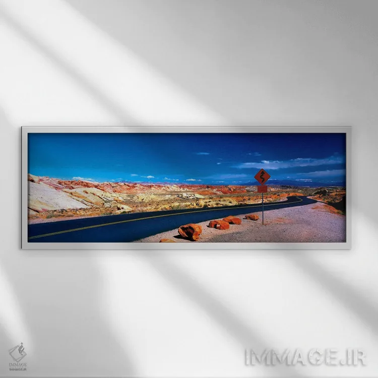 تابلو جاده، پارک ایالتی ولی آو فایر، اورتون، نوادا اثر پانورامیک ایمجز (استودیو عکاسی عریض) - نمای قابدار سفید