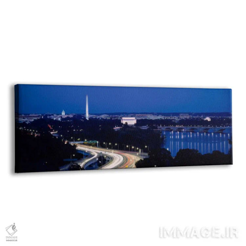 تابلو Washington DC, USA,ترافیک در جاده، بنای یادبود واشنگتن، واشنگتن دی سی، ایالات متحده آمریکا اثر پانورامیک ایمجز (استودیو عکاسی عریض) - نمای پرسپکتیو محصول