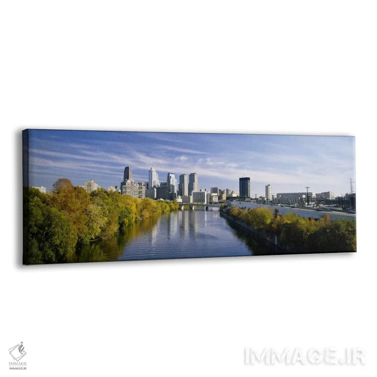 تابلو Schuylkill River, Northwest Philadelphia, Philadelphia, Pennsylvania, USA,بازتاب ساختمانها در آب، رودخانه شویکیل، شمال غربی فیلادلفیا، پنسیلوانیا، آمریکا اثر پانورامیک ایمجز (استودیو عکاسی عریض) - نمای پرسپکتیو محصول