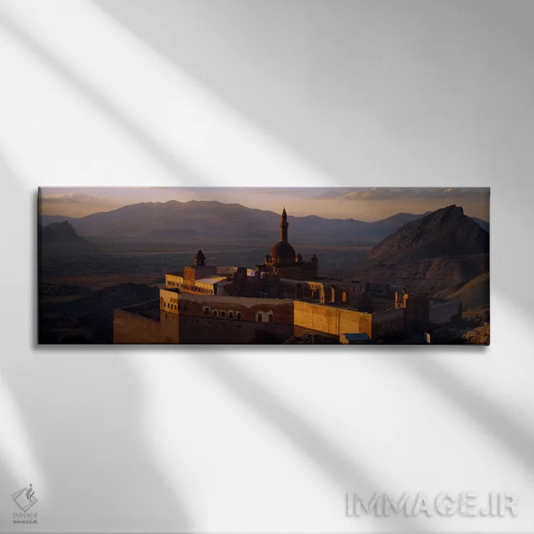 تابلو Ishak Pasha Palace, Dogubeyazit, Turkey,نمای زاویه بالا از یک قصر، کاخ ایشاک پاشا، دوغوبایزید، ترکیه اثر پانورامیک ایمجز (استودیو عکاسی عریض) - نمای روبهرو روی دیوار