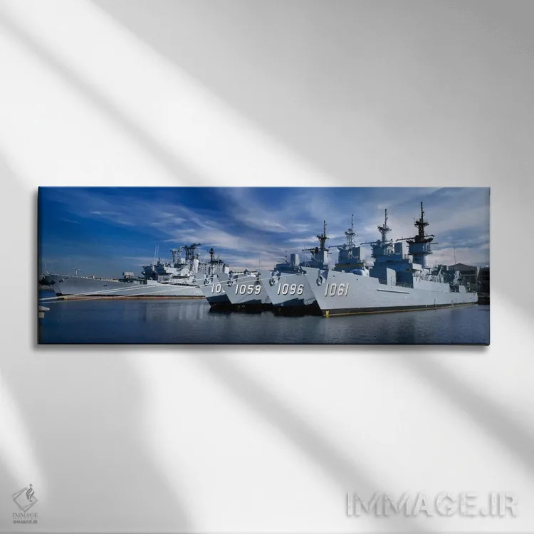 تابلو Philadelphia, Philadelphia County, Pennsylvania, USA,ناوهای جنگی در پایگاه دریایی، فیلادلفیا، پنسیلوانیا، آمریکا اثر پانورامیک ایمجز (استودیو عکاسی عریض) - نمای روبهرو روی دیوار