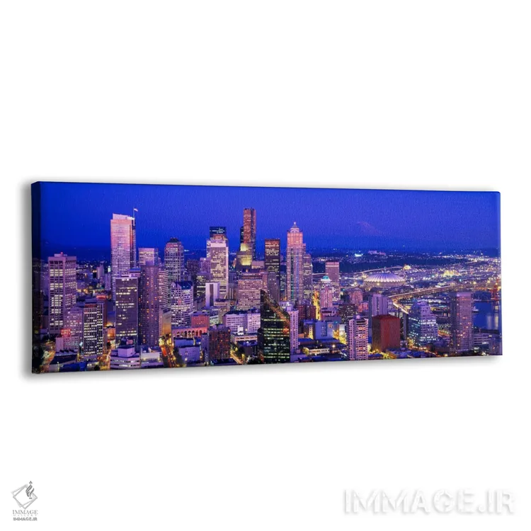 تابلو Seattle, cityscape at dusk,واشنگتن، سیاتل، منظره شهری در غروب، ایالات متحده آمریکا اثر پانورامیک ایمجز (استودیو عکاسی عریض) - نمای پرسپکتیو محصول