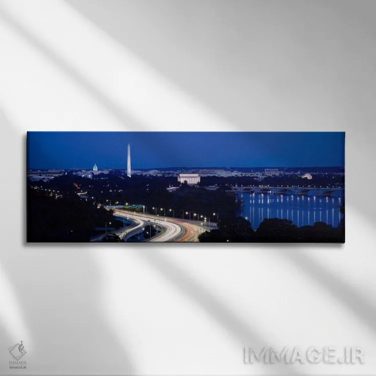 تابلو Washington DC, USA,ترافیک در جاده، بنای یادبود واشنگتن، واشنگتن دی سی، ایالات متحده آمریکا اثر پانورامیک ایمجز (استودیو عکاسی عریض) - نمای روبهرو روی دیوار