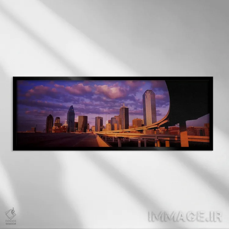 تابلو Dallas, Texas, USA #2,آسمانخراشها در یک شهر، دالاس، تگزاس، آمریکا شماره ۲ اثر پانورامیک ایمجز (استودیو عکاسی عریض) - نمای قابدار مشکی