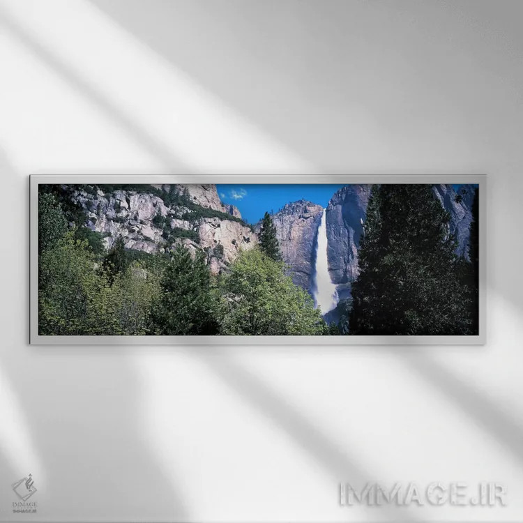 تابلو آبشار یوسیمیتی، پارک ملی یوسیمیتی، کالیفرنیا، ایالات متحده آمریکا اثر پانورامیک ایمجز (استودیو عکاسی عریض) - نمای قابدار سفید