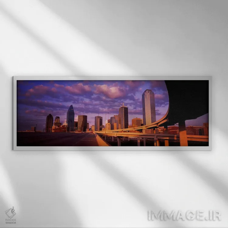 تابلو Dallas, Texas, USA #2,آسمانخراشها در یک شهر، دالاس، تگزاس، آمریکا شماره ۲ اثر پانورامیک ایمجز (استودیو عکاسی عریض) - نمای قابدار سفید