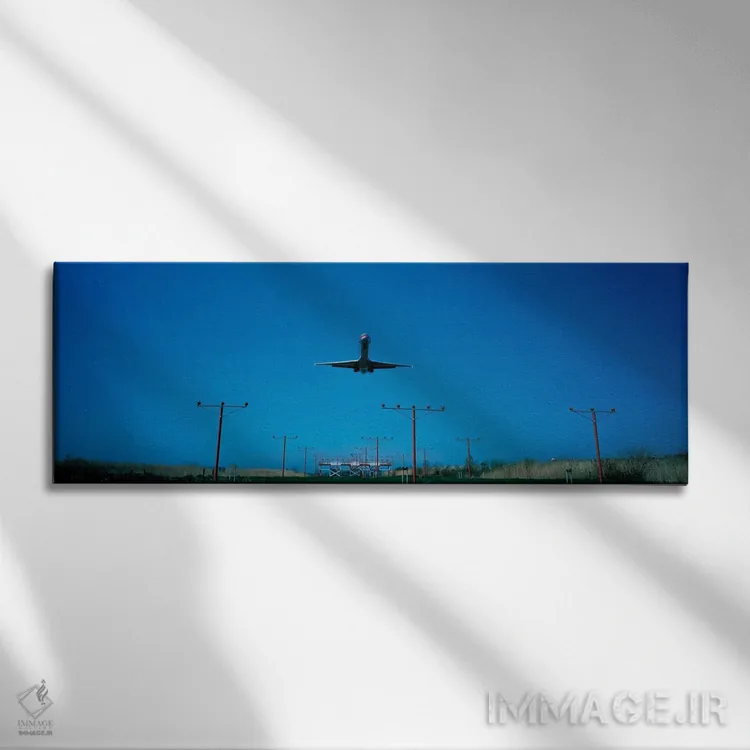 تابلو هواپیمای در حال فرود در فرودگاه بینالمللی فیلادلفیا، پنسیلوانیا، ایالات متحده آمریکا اثر پانورامیک ایمجز (استودیو عکاسی عریض) - نمای روبهرو روی دیوار