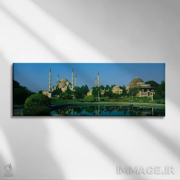 تابلو Blue Mosque, Istanbul, Turkey,باغ روبروی مسجد، مسجد آبی، استانبول، ترکیه اثر پانورامیک ایمجز (استودیو عکاسی عریض) - نمای روبهرو روی دیوار