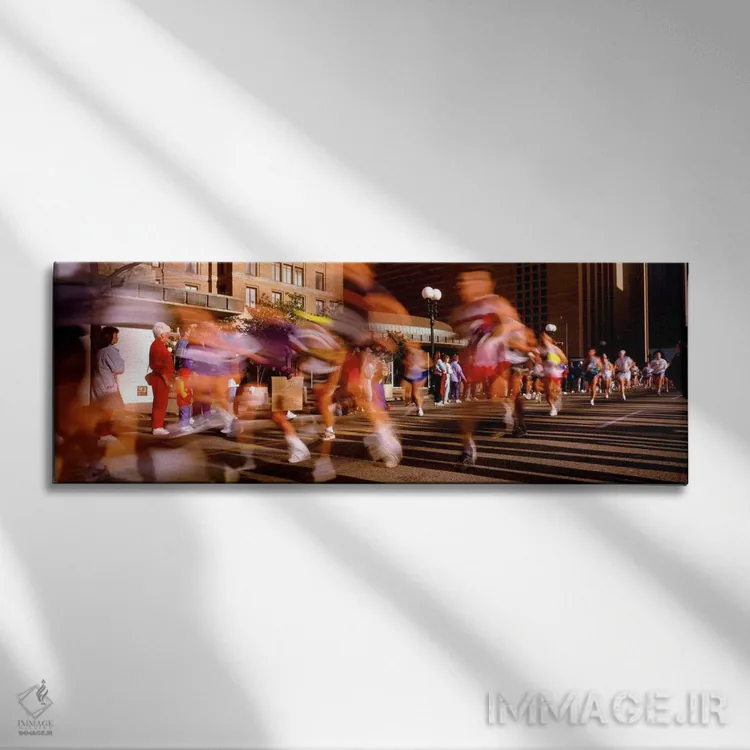 تابلو Houston, Texas, USA,حرکت محو دوندگان ماراتن، هیوستون، تگزاس، ایالات متحده آمریکا اثر پانورامیک ایمجز (استودیو عکاسی عریض) - نمای روبهرو روی دیوار