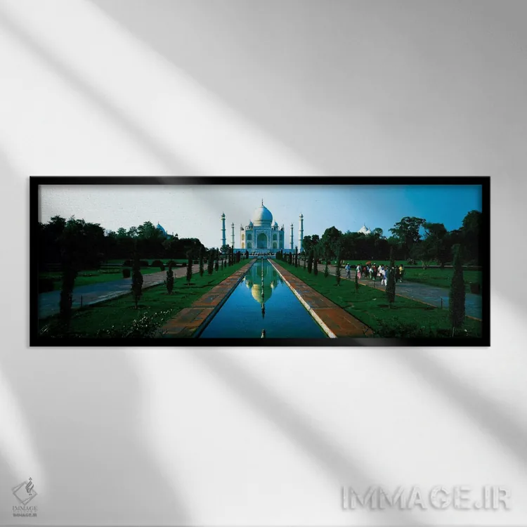 تابلو تاج محل، آگرا، هند اثر پانورامیک ایمجز (استودیو عکاسی عریض) - نمای قابدار مشکی