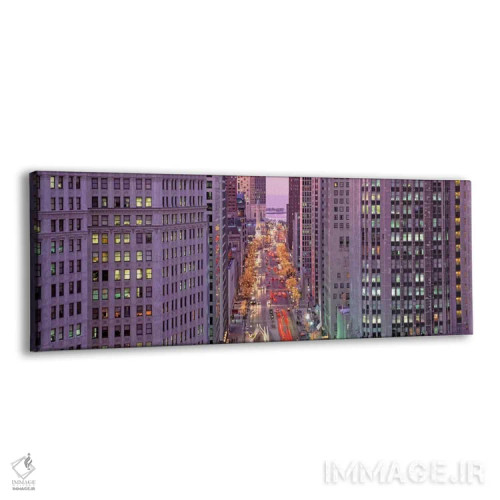تابلو Michigan Avenue, Chicago, Illinois, USA,نمای هوایی از خیابان شهری، میشیگان اونیو، شیکاگو، ایلینوی، آمریکا اثر پانورامیک ایمجز (استودیو عکاسی عریض) - نمای پرسپکتیو محصول