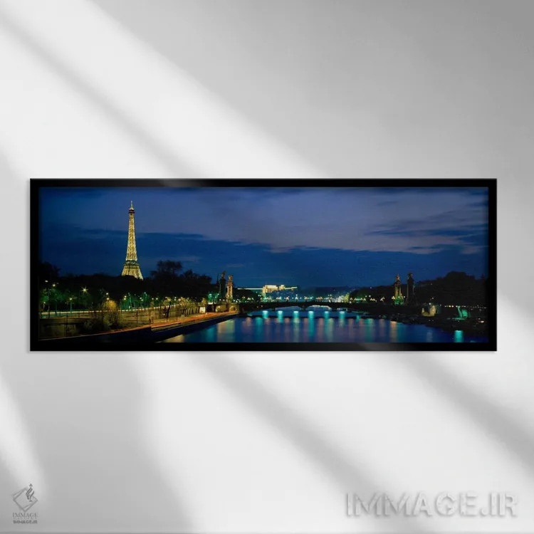 تابلو Seine, Paris, Ile-de-France, France,پل الکساندر سوم، رودخانه سن، پاریس، ایل-دو-فرانس، فرانسه اثر پانورامیک ایمجز (استودیو عکاسی عریض) - نمای قابدار مشکی