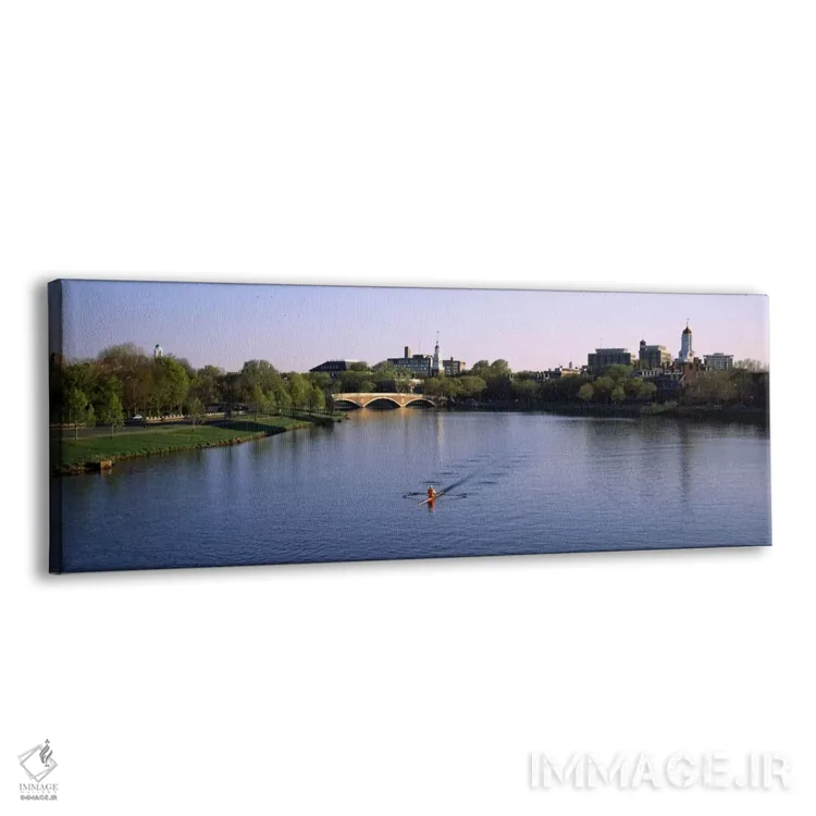 تابلو Charles River, Boston & Cambridge, Massachusetts, USA,قایق در رودخانه، رودخانه چارلز، بوستون و کمبریج، ماساچوست، آمریکا اثر پانورامیک ایمجز (استودیو عکاسی عریض) - نمای پرسپکتیو محصول