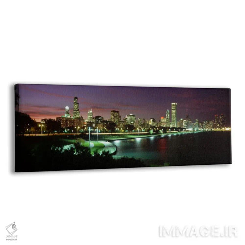 تابلو افق شبانه شیکاگو، ایلینوی، آمریکا (۲) اثر پانورامیک ایمجز (استودیو عکاسی عریض) - نمای پرسپکتیو محصول