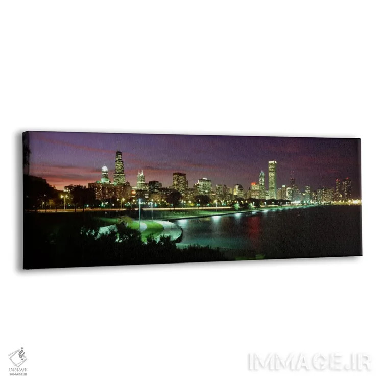 تابلو افق شبانه شیکاگو، ایلینوی، آمریکا (۲) اثر پانورامیک ایمجز (استودیو عکاسی عریض) - نمای پرسپکتیو محصول