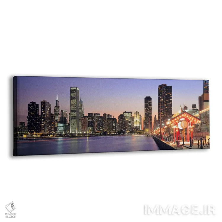 تابلو Illinois, USA,نمای ناوی پیر و افق شهر، شیکاگو، ایلینوی، آمریکا اثر پانورامیک ایمجز (استودیو عکاسی عریض) - نمای پرسپکتیو محصول