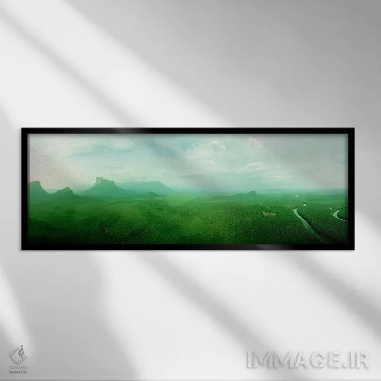 تابلو Amazonas State, Venezuela,منظره جنگل بارانی مهآلود، ایالت آمازوناس، ونزوئلا اثر پانورامیک ایمجز (استودیو عکاسی عریض) - نمای قابدار مشکی