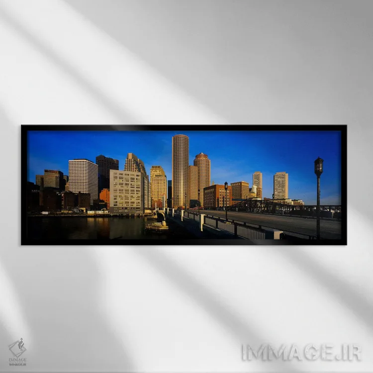 تابلو Boston, Massachusetts, USA,آسمانخراشها در شهر، بوستون، ماساچوست، آمریکا اثر پانورامیک ایمجز (استودیو عکاسی عریض) - نمای قابدار مشکی