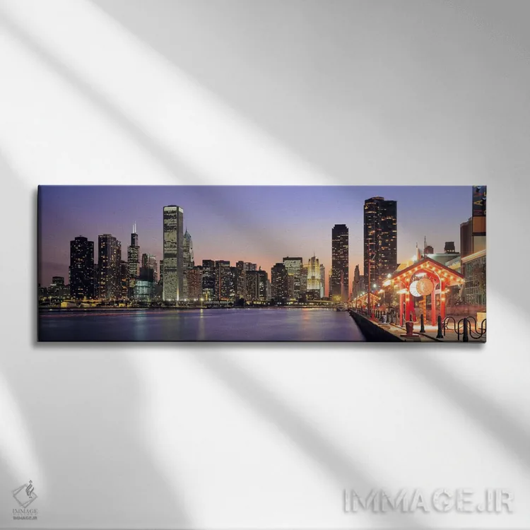 تابلو Illinois, USA,نمای ناوی پیر و افق شهر، شیکاگو، ایلینوی، آمریکا اثر پانورامیک ایمجز (استودیو عکاسی عریض) - نمای روبهرو روی دیوار