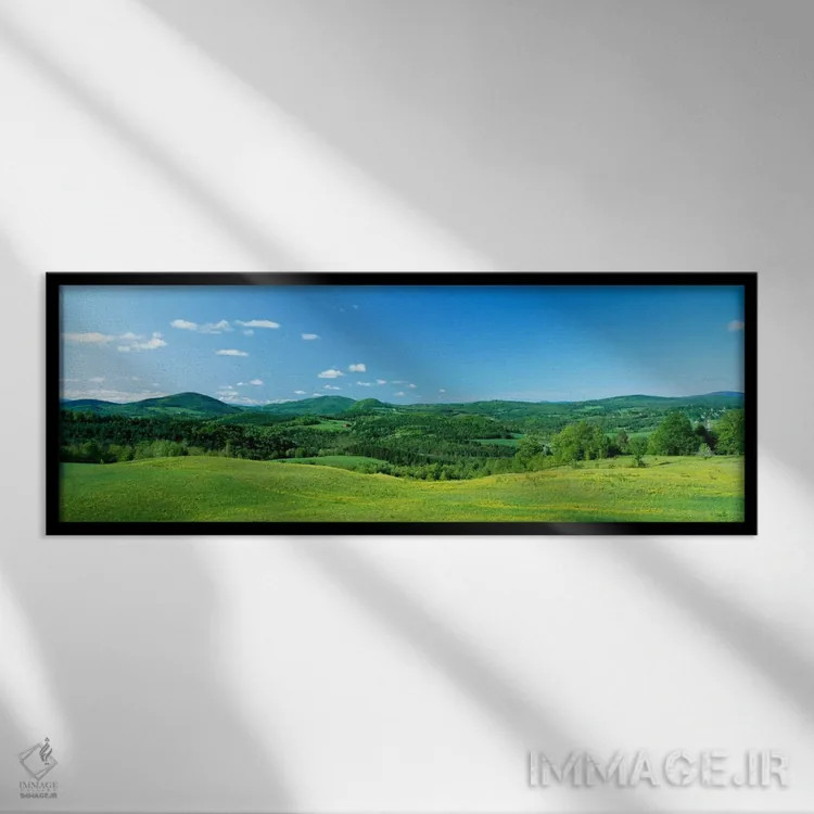 تابلو Peacham, Caledonia County, Vermont, USA,زمین کشاورزی تپهای، پیچم، شهرستان کالدونیا، ورمانت، آمریکا اثر پانورامیک ایمجز (استودیو عکاسی عریض) - نمای قابدار مشکی
