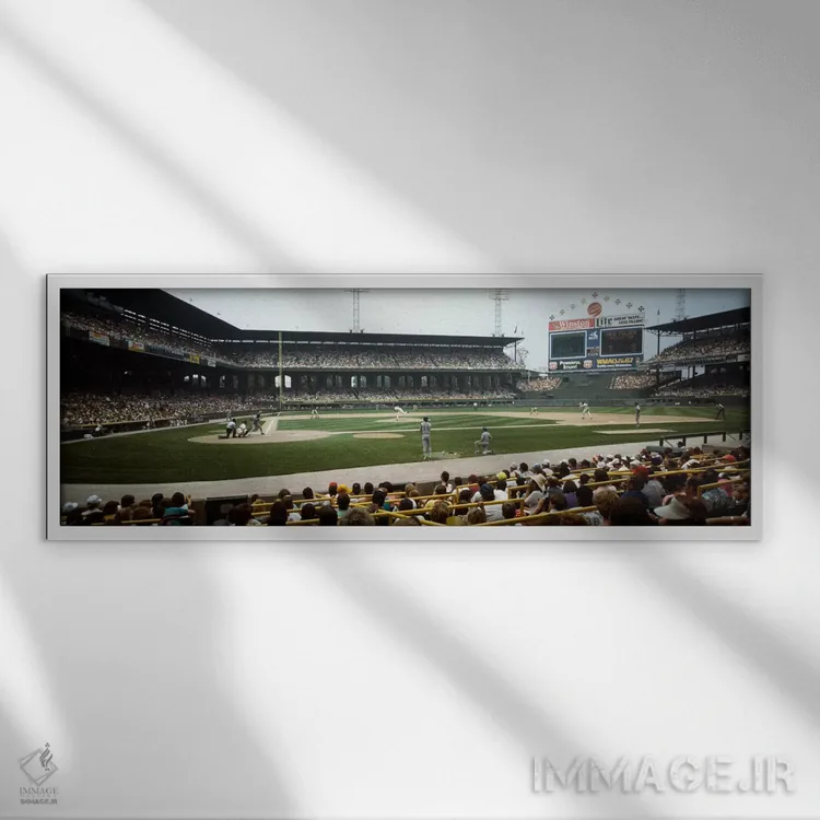 تابلو U.S. Cellular Field, Chicago, Cook County, Illinois, USA,تماشاگران در حال تماشای مسابقه بیسبال در ورزشگاه، یواس سلولار فیلد، شیکاگو، شهرستان کوک، ایلینوی، ایالات متحده آمریکا اثر پانورامیک ایمجز (استودیو عکاسی عریض) - نمای قابدار سفید