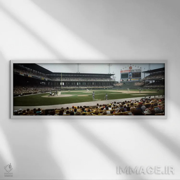 تابلو U.S. Cellular Field, Chicago, Cook County, Illinois, USA,تماشاگران در حال تماشای مسابقه بیسبال در ورزشگاه، یواس سلولار فیلد، شیکاگو، شهرستان کوک، ایلینوی، ایالات متحده آمریکا اثر پانورامیک ایمجز (استودیو عکاسی عریض) - نمای قابدار سفید