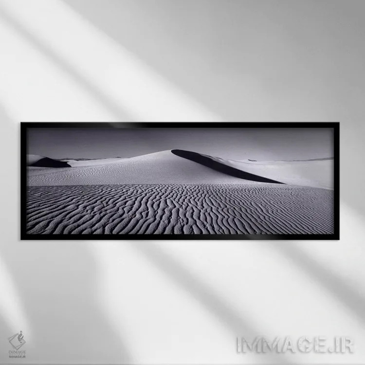تابلو White Sands National Monument, New Mexico, USA,تپههای شنی در حالت سیاه و سفید، یادبود ملی وایت سندز، نیومکزیکو، ایالات متحده آمریکا اثر پانورامیک ایمجز (استودیو عکاسی عریض) - نمای قابدار مشکی