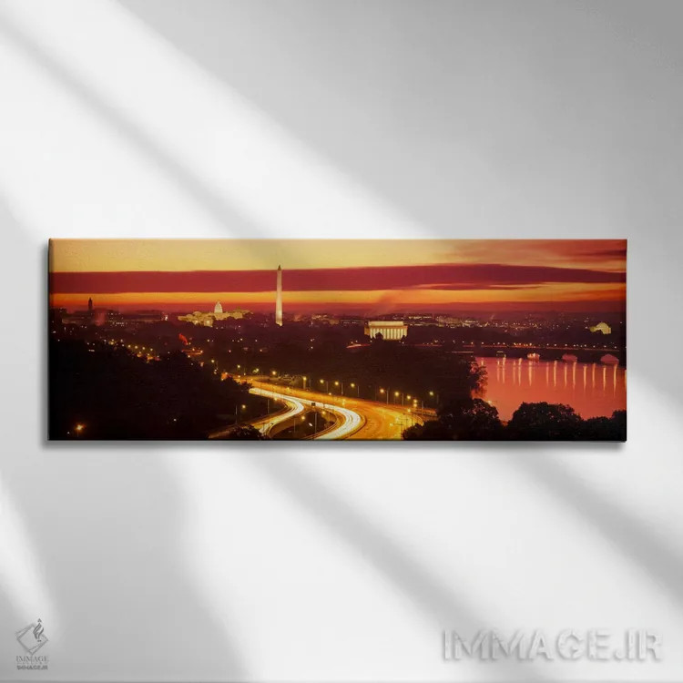 تابلو Washington DC, District of Columbia, USA,نمای هوایی از غروب، واشینگتن دیسی، ایالات متحده آمریکا اثر پانورامیک ایمجز (استودیو عکاسی عریض) - نمای روبهرو روی دیوار