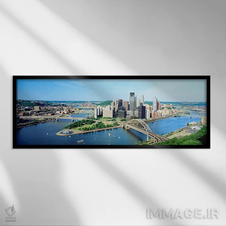 تابلو Pittsburgh, Pennsylvania, USA,خط افق روزانه پیتسبورگ، پنسیلوانیا، ایالات متحده آمریکا اثر پانورامیک ایمجز (استودیو عکاسی عریض) - نمای قابدار مشکی