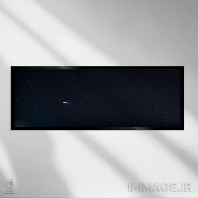 تابلو دنبالهدار هیل-باپ در آسمان شب از شمال کالیفرنیا اثر پانورامیک ایمجز (استودیو عکاسی عریض) - نمای قابدار مشکی
