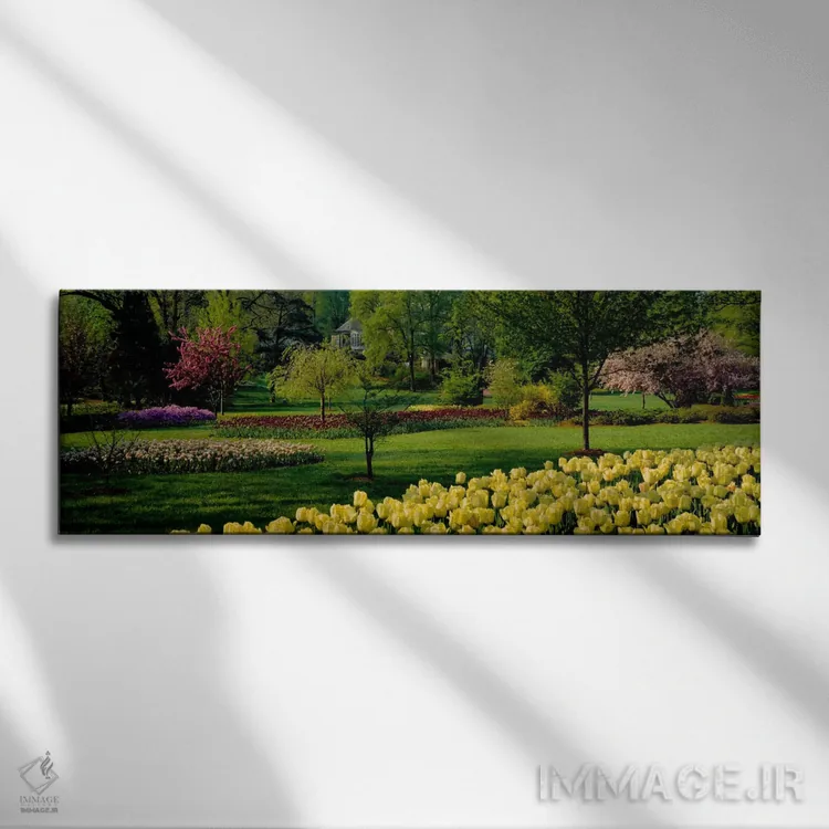 تابلو Sherwood Gardens, Baltimore, Maryland, USA,گلهای لاله در باغ، باغهای شروود، بالتیمور، مریلند، آمریکا اثر پانورامیک ایمجز (استودیو عکاسی عریض) - نمای روبهرو روی دیوار