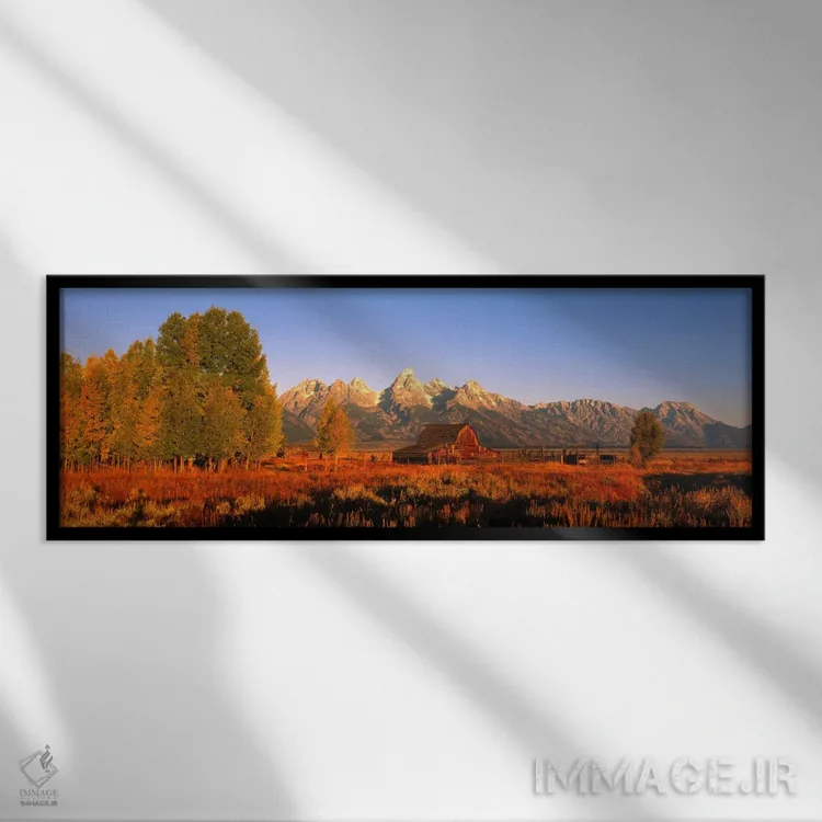تابلو طلوع آفتاب، پارک ملی گرند تتون، وایومینگ، آمریکا اثر پانورامیک ایمجز (استودیو عکاسی عریض) - نمای قابدار مشکی