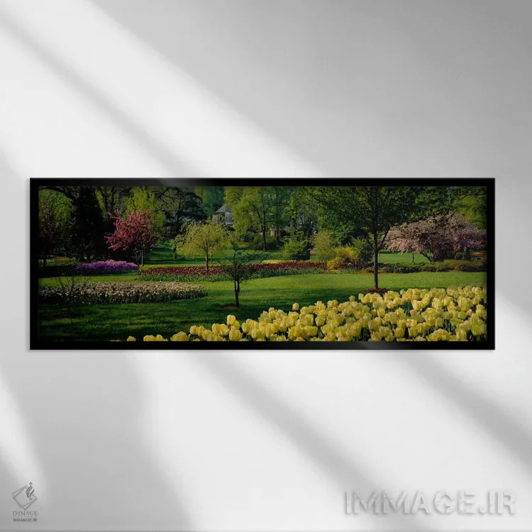 تابلو Sherwood Gardens, Baltimore, Maryland, USA,گلهای لاله در باغ، باغهای شروود، بالتیمور، مریلند، آمریکا اثر پانورامیک ایمجز (استودیو عکاسی عریض) - نمای قابدار مشکی