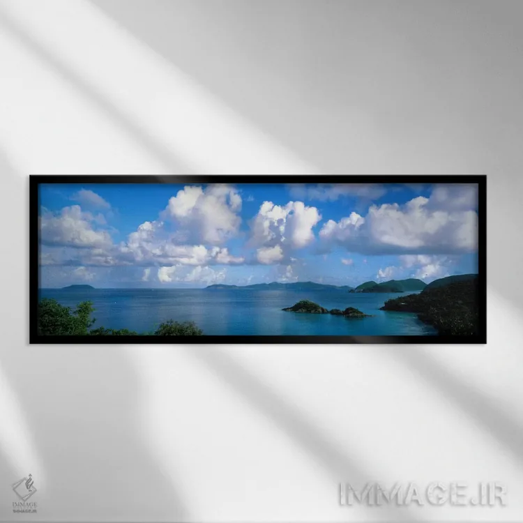 تابلو ساحل ترانک، سنت جان، جزایر ویرجین آمریکا اثر پانورامیک ایمجز (استودیو عکاسی عریض) - نمای قابدار مشکی