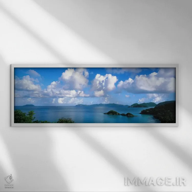 تابلو ساحل ترانک، سنت جان، جزایر ویرجین آمریکا اثر پانورامیک ایمجز (استودیو عکاسی عریض) - نمای قابدار سفید