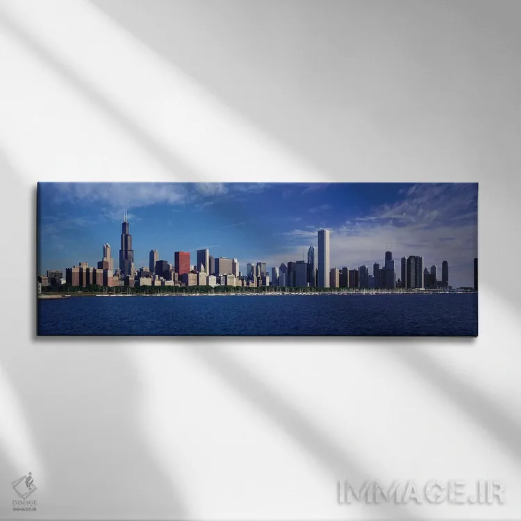 تابلو Chicago, Illinois, USA,منظرهٔ خط افق شهر از دریاچه میشیگان، شیکاگو، ایلینوی، آمریکا اثر پانورامیک ایمجز (استودیو عکاسی عریض) - نمای روبهرو روی دیوار