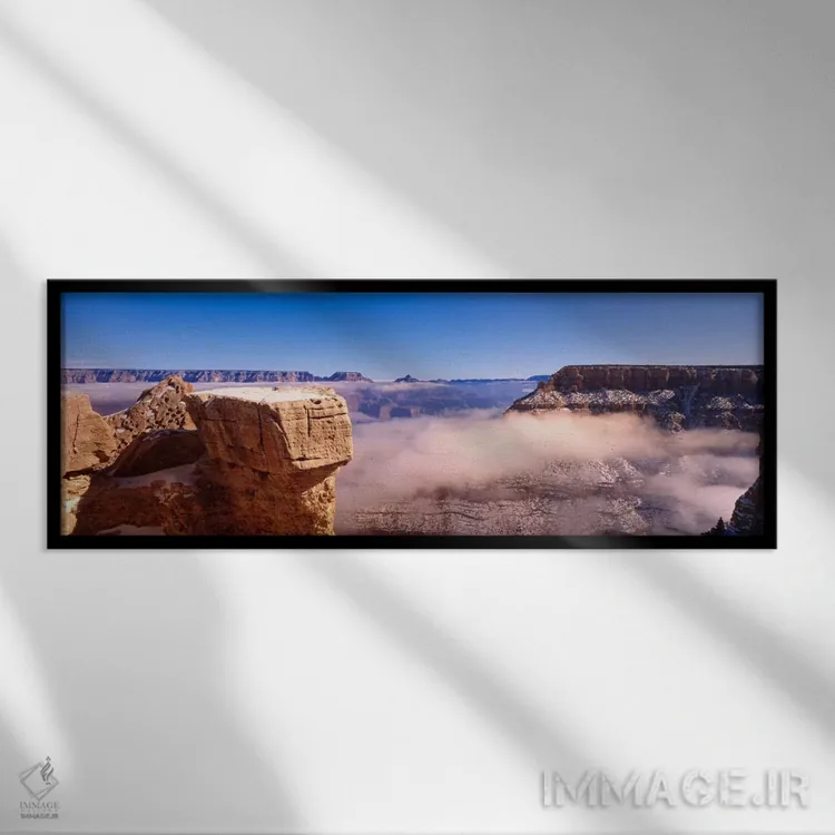 تابلو South Rim, Grand Canyon National Park, Arizona, USA,منظرهای از نقطه یاواپای، لبه جنوبی، پارک ملی گرند کنیون، آریزونا، آمریکا اثر پانورامیک ایمجز (استودیو عکاسی عریض) - نمای قابدار مشکی