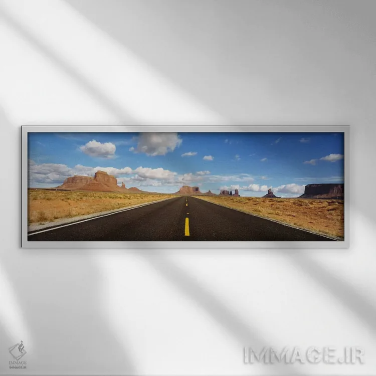 تابلو Utah, USA,منظره دره Monument از جاده ۱۶۳ آمریکا، یوتا، آمریکا اثر پانورامیک ایمجز (استودیو عکاسی عریض) - نمای قابدار سفید