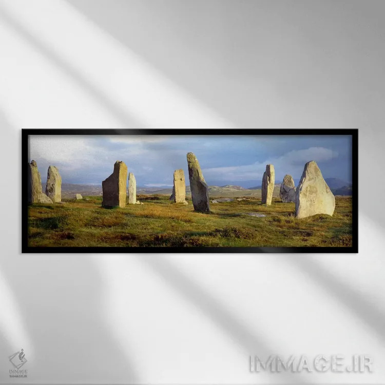 تابلو Isle Of Lewis, Outer Hebrides, Scotland, United Kingdom,سنگهای کالانیش، جزیره لوئیس، اوتر هبریدز، اسکاتلند، بریتانیا اثر پانورامیک ایمجز (استودیو عکاسی عریض) - نمای قابدار مشکی